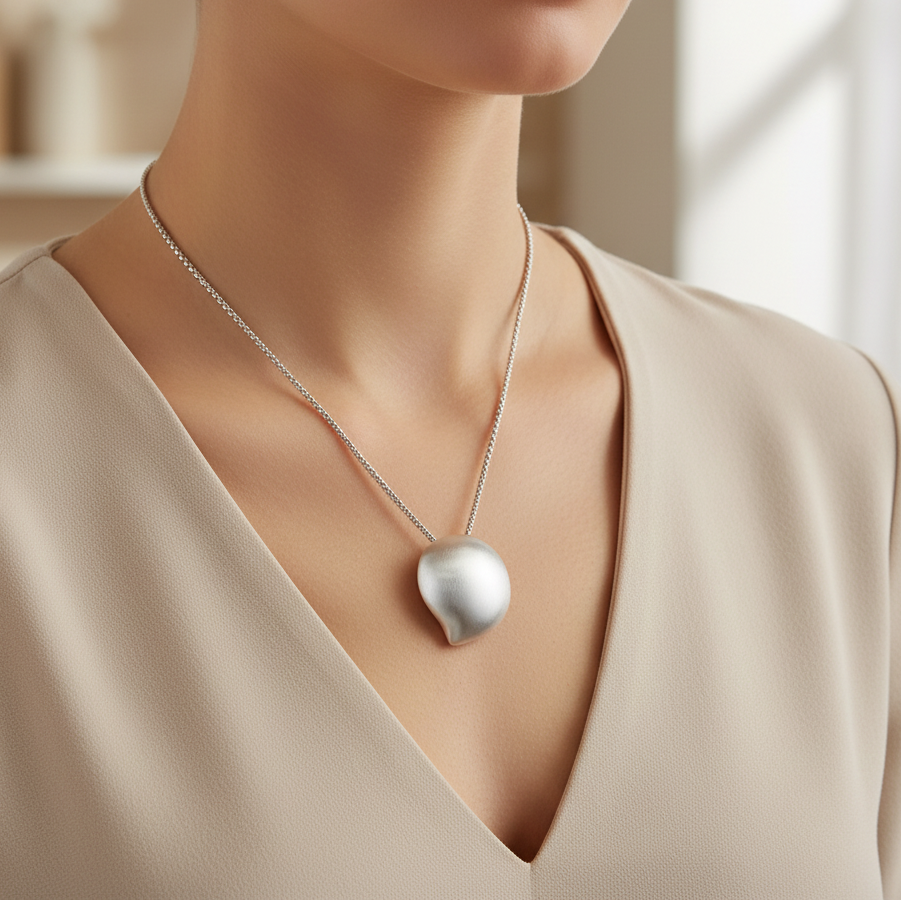 Miss Mimi Brushed Puff Tear Necklace