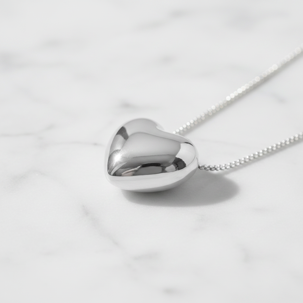 Miss Mimi Polished Puff Heart Necklace
