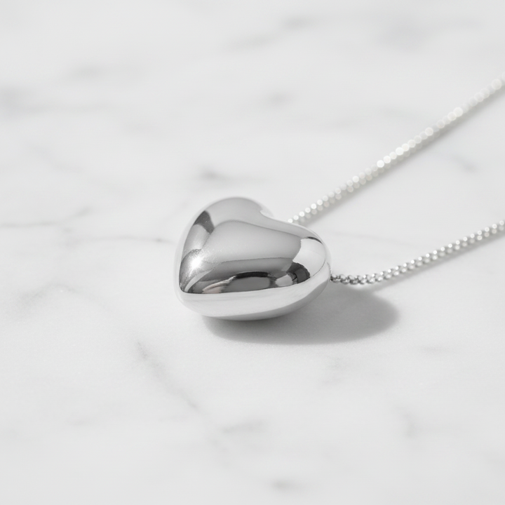 Miss Mimi Polished Puff Heart Necklace