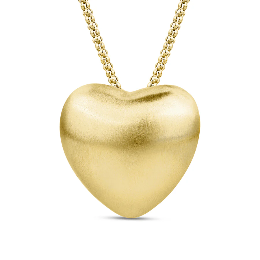 Miss Mimi Brushed Puff Heart Necklace