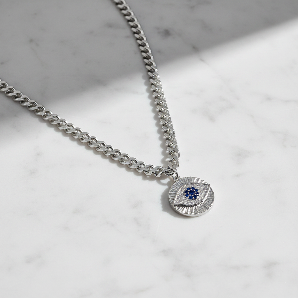 Miss Mimi Evil Eye Disc Necklace