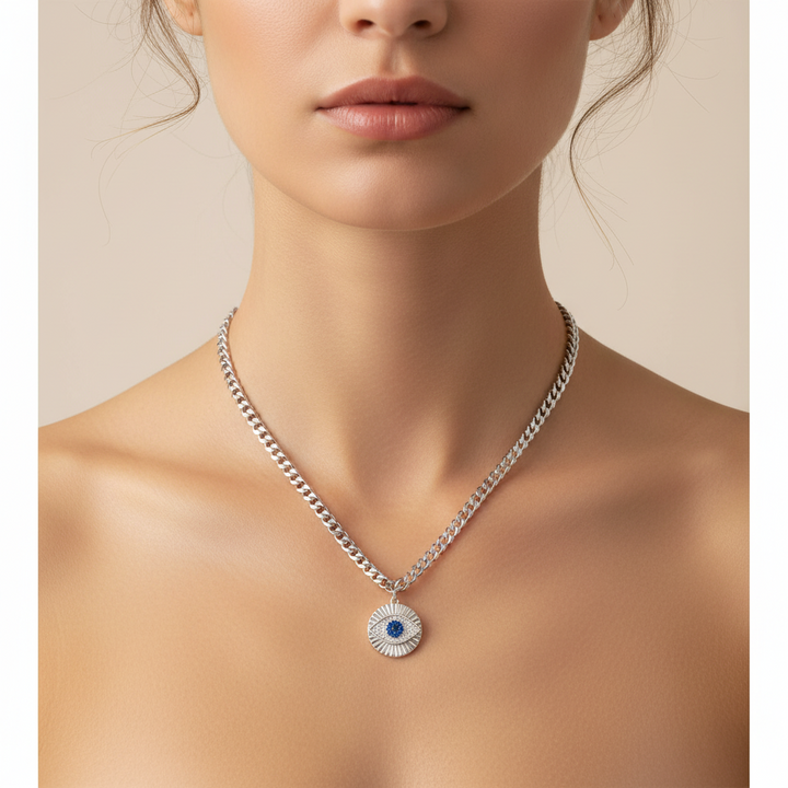 Miss Mimi Evil Eye Disc Necklace