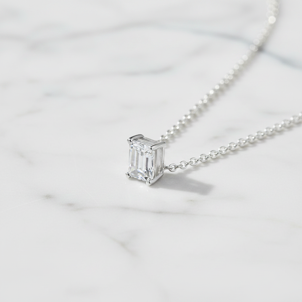 Miss Mimi 4mm Emerald Cut Necklace
