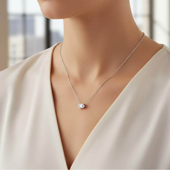 Miss Mimi 4mm Emerald Cut Necklace
