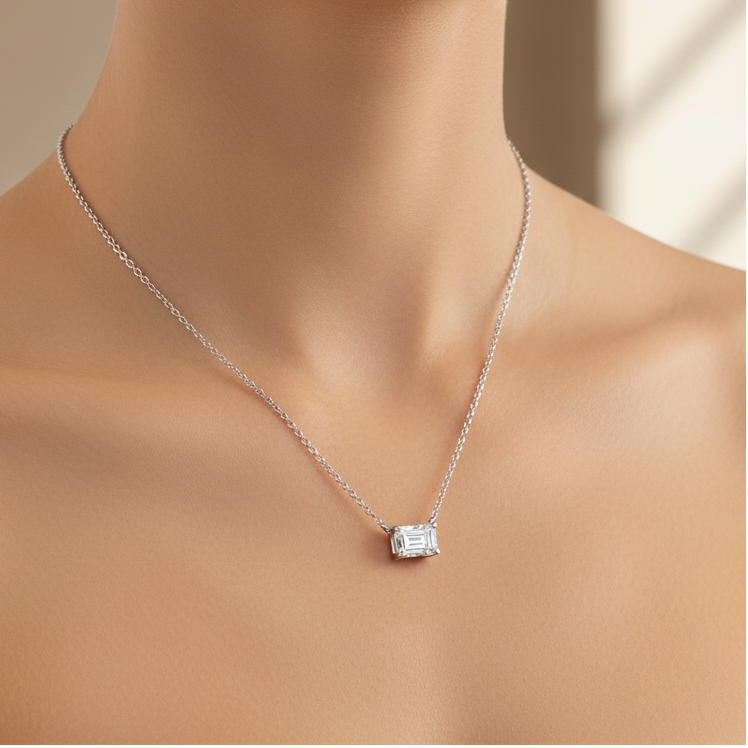 Miss Mimi 5mm Emerald Cut Necklace