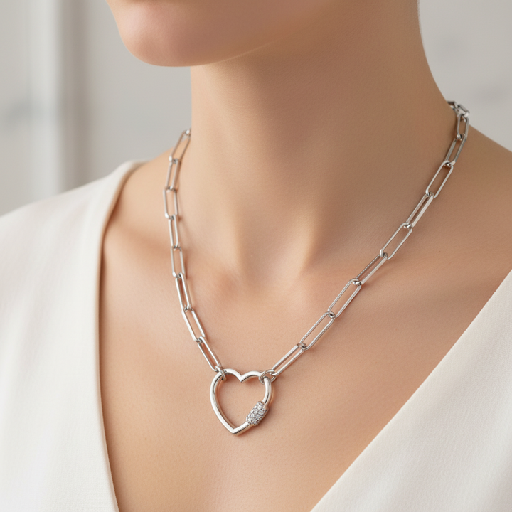 Miss Mimi Heart Paper Clip Necklace