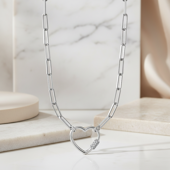 Miss Mimi Heart Paper Clip Necklace