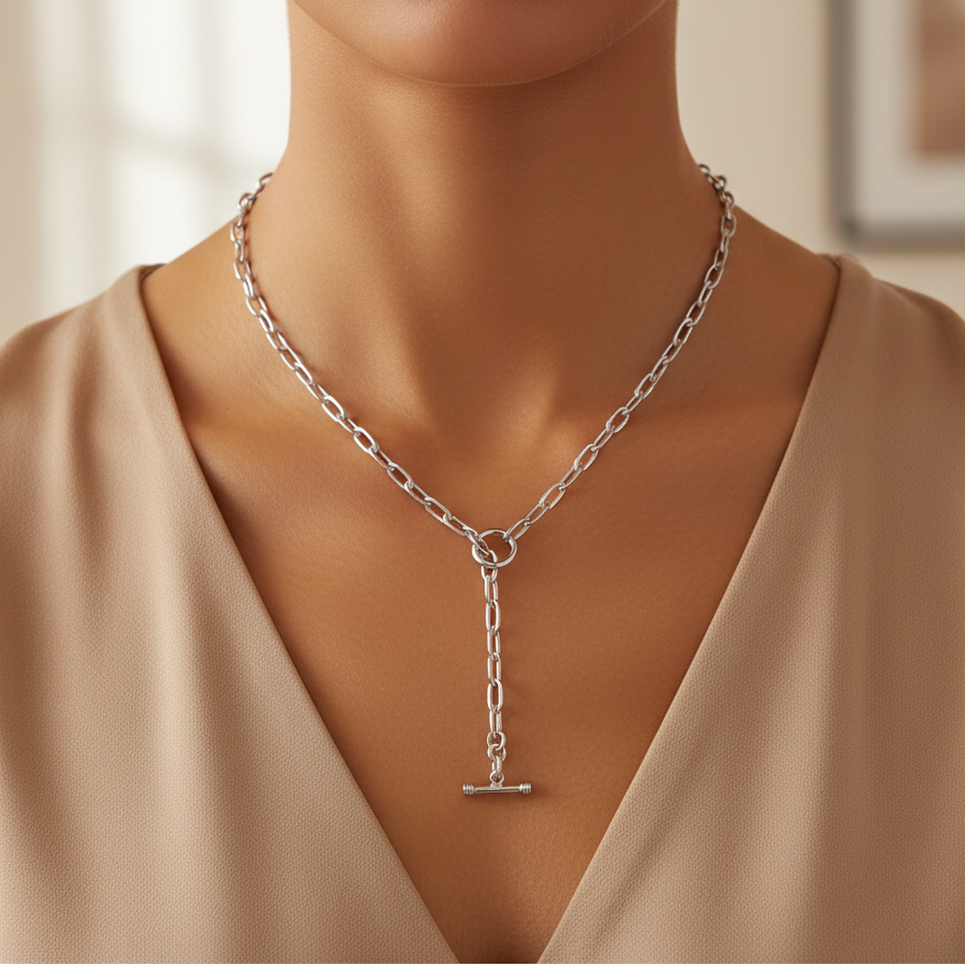 Miss Mimi T Bar Tube Paperclip Necklace