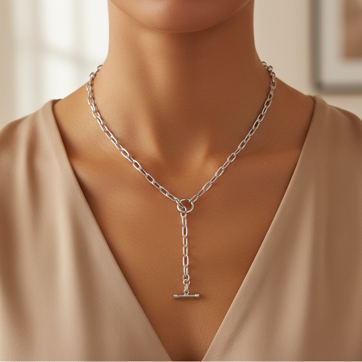 Miss Mimi T Bar Tube Paperclip Necklace