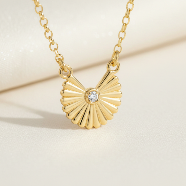Miss Mimi Grooved Fan Pendant Necklace