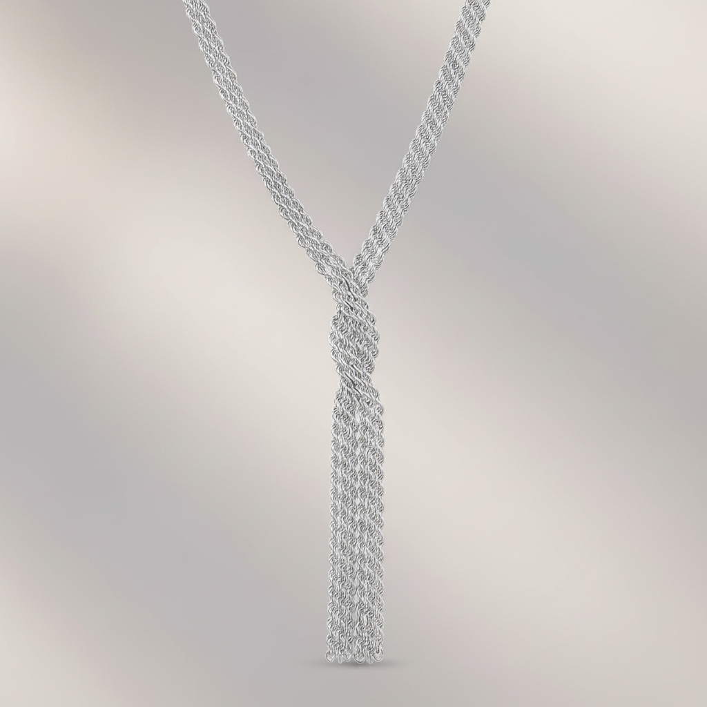 Miss Mimi Crossed Mesh Lariat Necklace