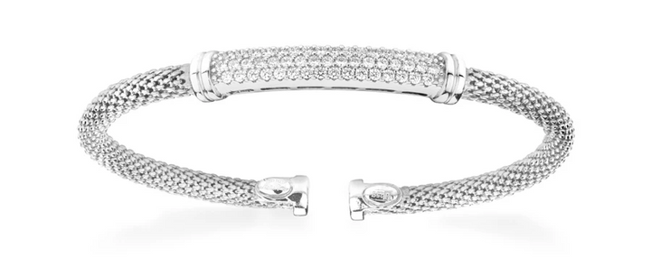 Miss Mimi Slip-On Mesh Bangle with Pavé Bar