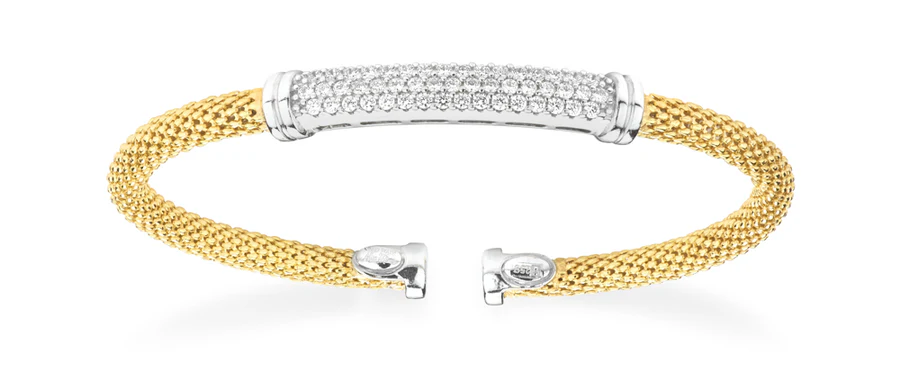 Miss Mimi Slip-On Mesh Bangle with Pavé Bar