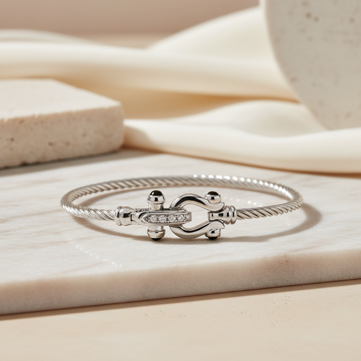 Miss Mimi Twist Cable With Equestrian Buckle Bangle