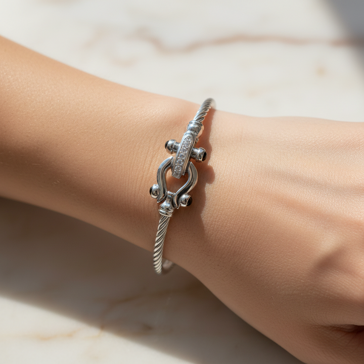 Miss Mimi Twist Cable With Equestrian Buckle Bangle