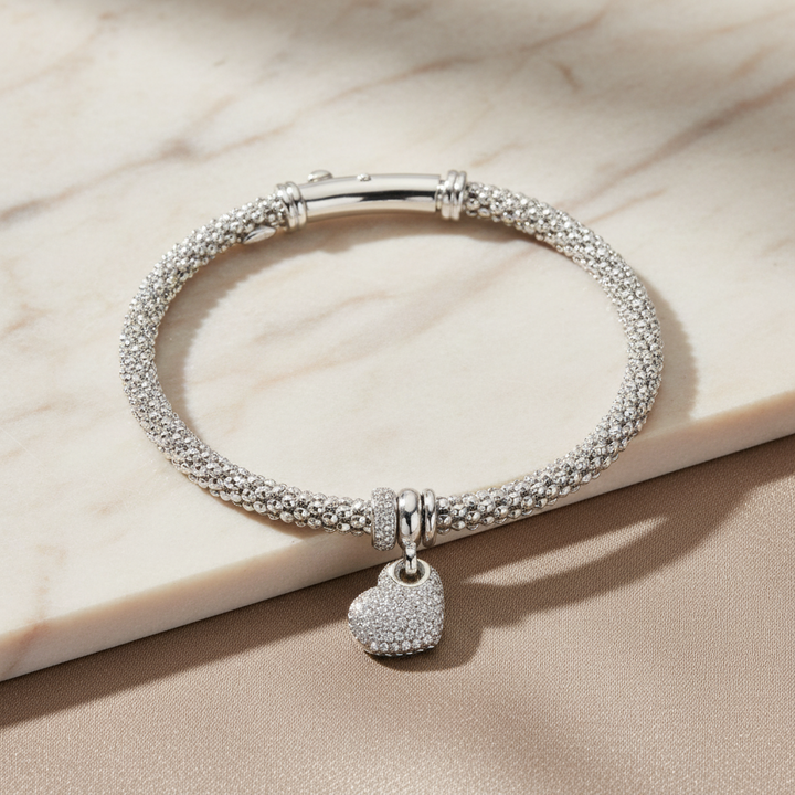 Miss Mimi Heart Charm Mesh Bracelet