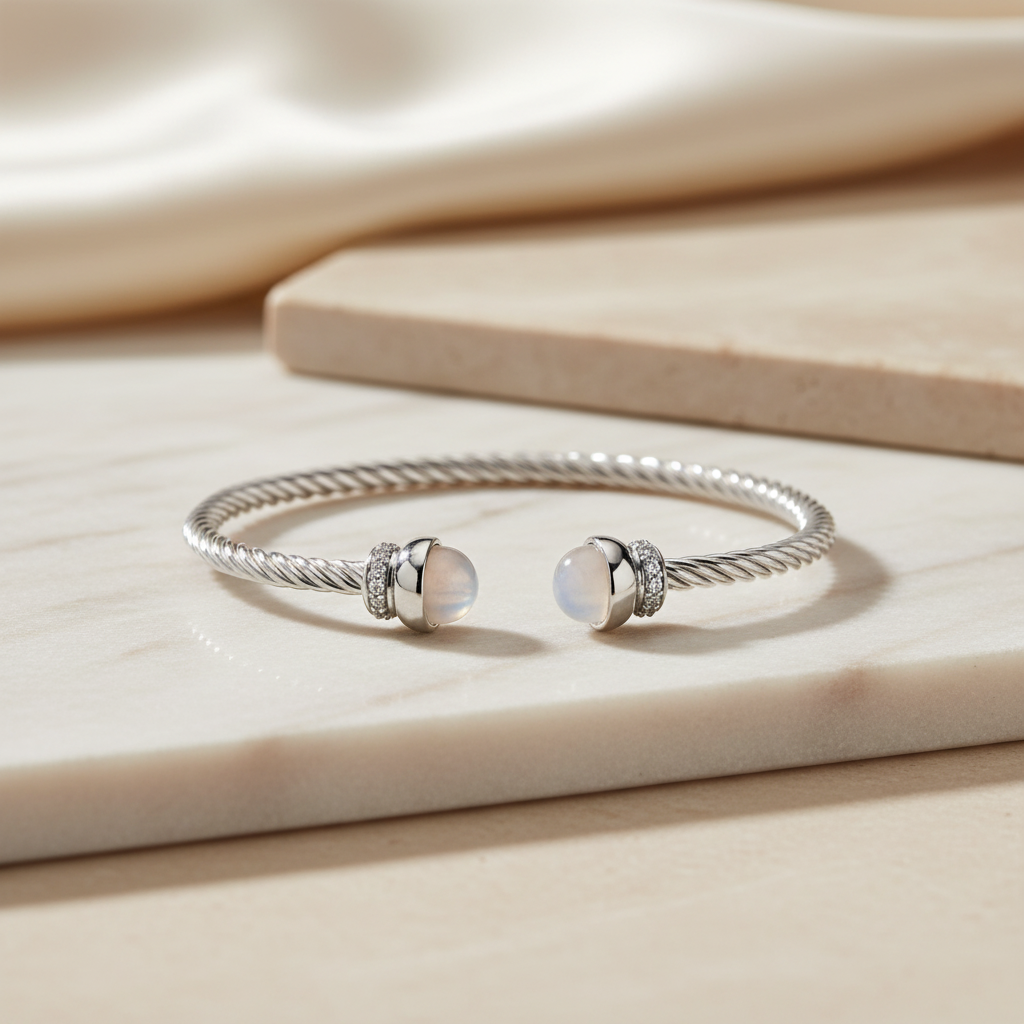 Miss Mimi Moonstone Twist Cable Bangle