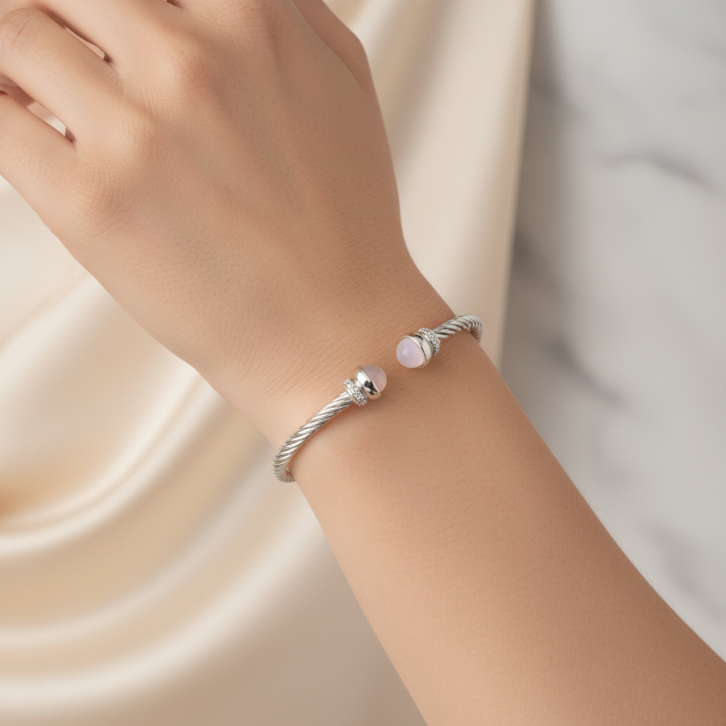 Miss Mimi Moonstone Twist Cable Bangle