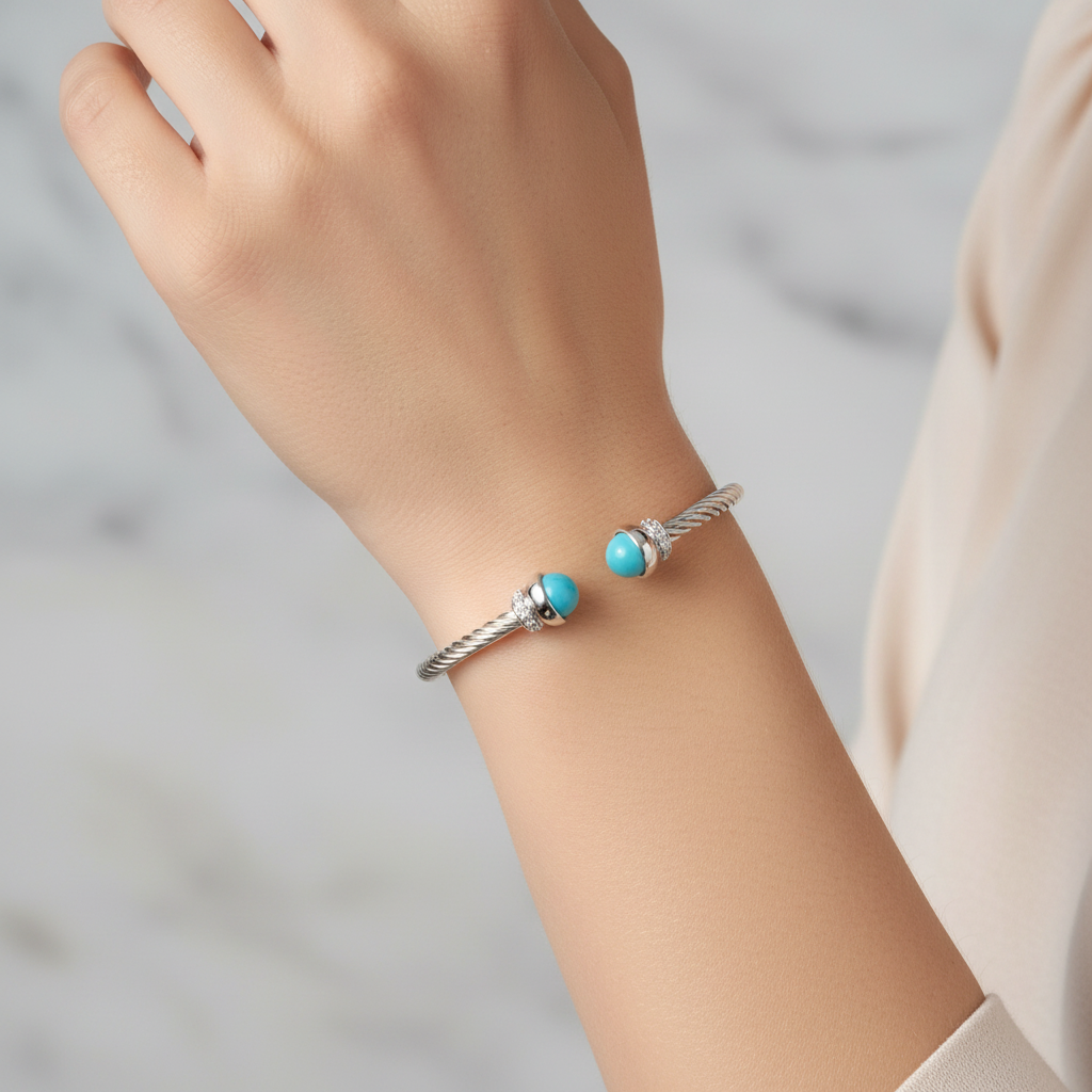 Miss Mimi Turquoise Twist Cable Bangle