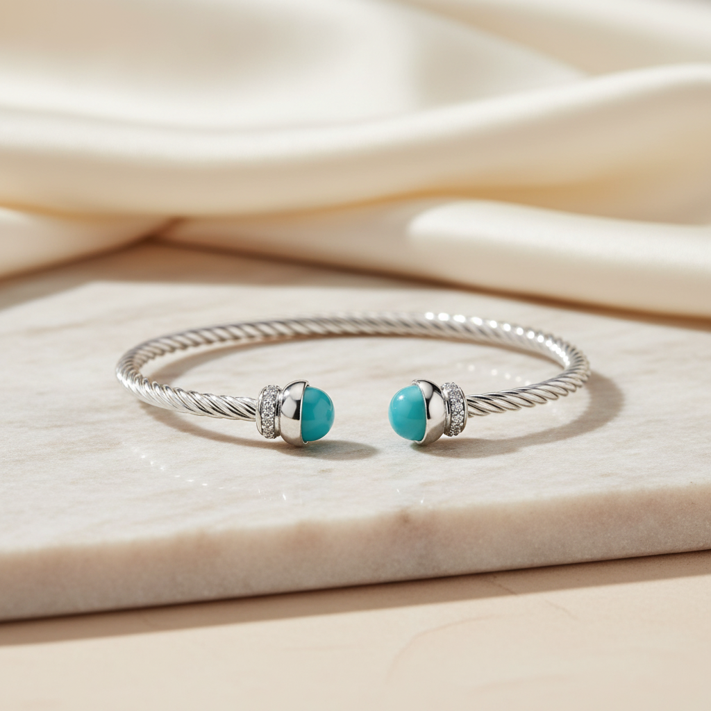 Miss Mimi Turquoise Twist Cable Bangle