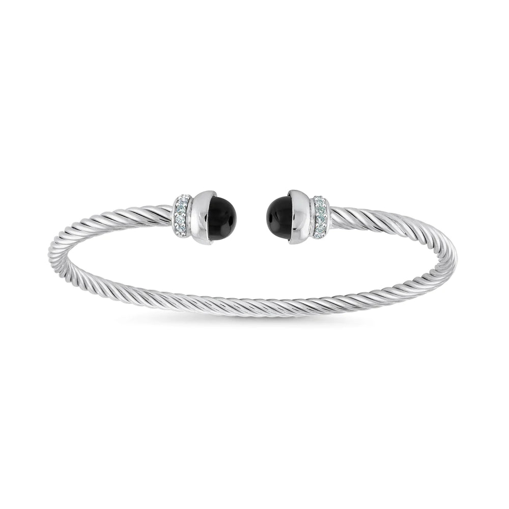 Miss Mimi Twist Cable Onyx Bangle | Sterling Silver | ORLY Jewellers