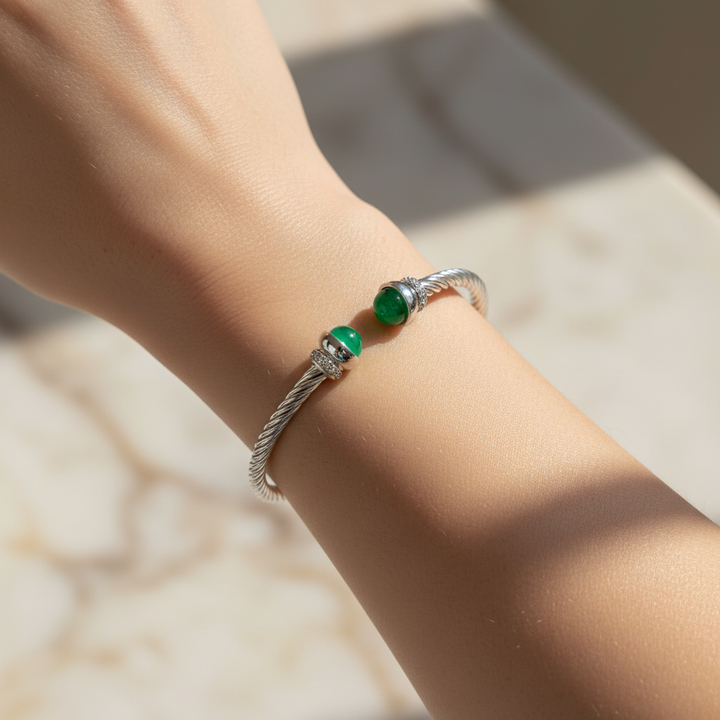 Miss Mimi Green Twist Cable Bangle