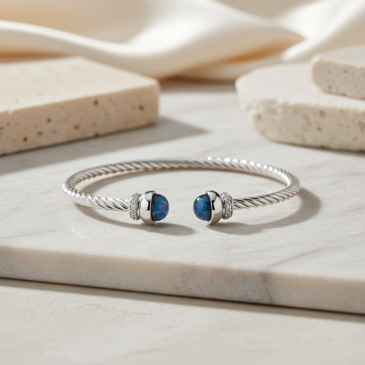 Miss Mimi London Blue Twist Cable Bangle