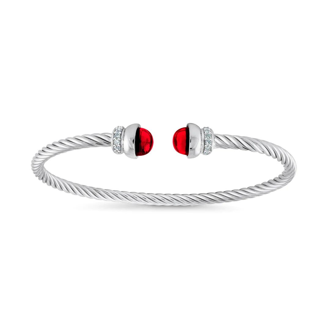 Miss Mimi Red Twist Cable Bangle | Sterling Silver | ORLY Jewellers