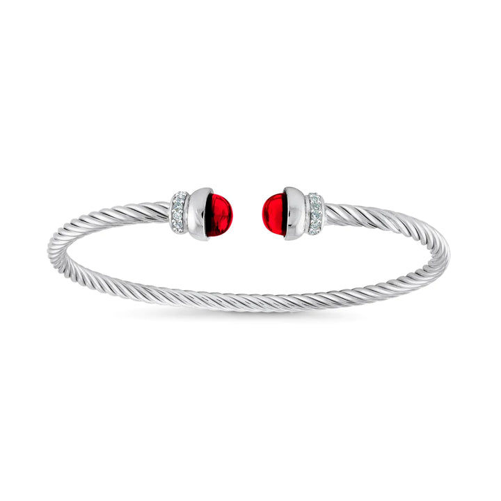 Miss Mimi Red Twist Cable Bangle | Sterling Silver | ORLY Jewellers