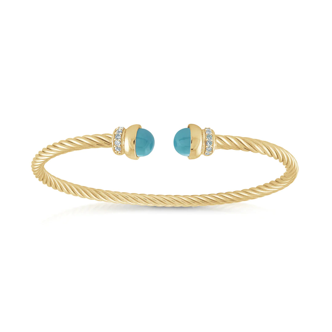 Miss Mimi Turquoise Twist Cable Bangle | Sterling Silver | ORLY Jewellers