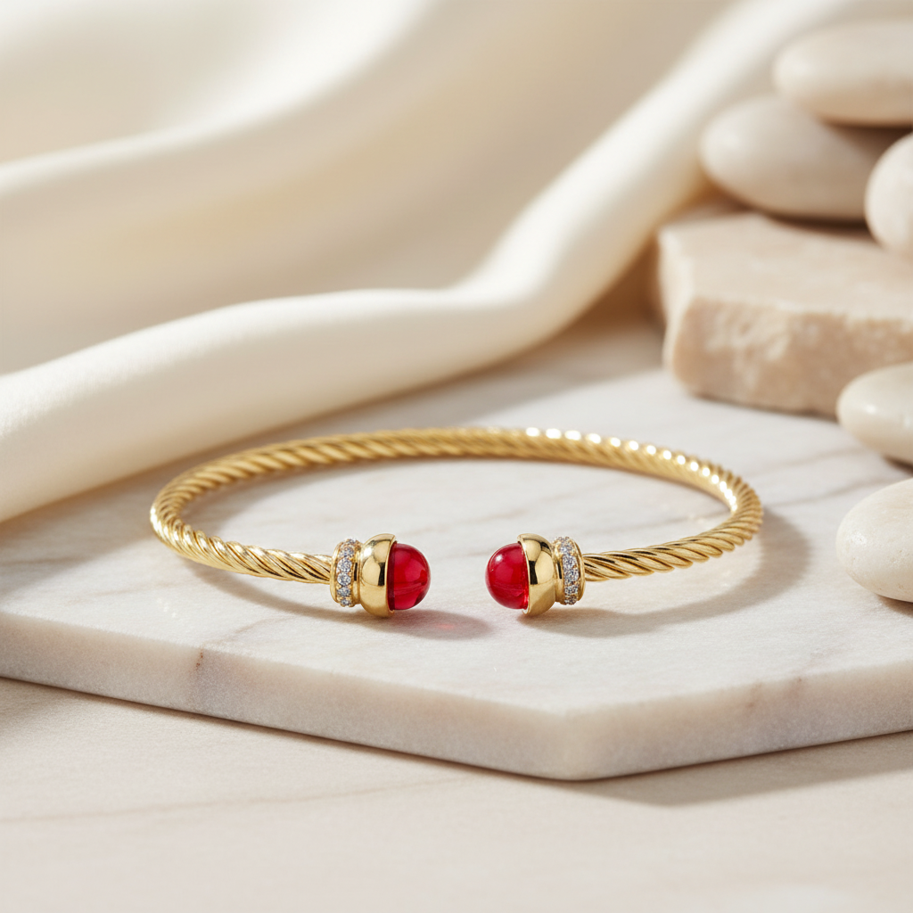 Miss Mimi Red Twist Cable Bangle