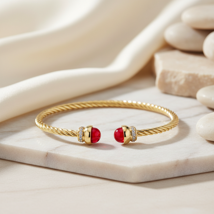 Miss Mimi Red Twist Cable Bangle
