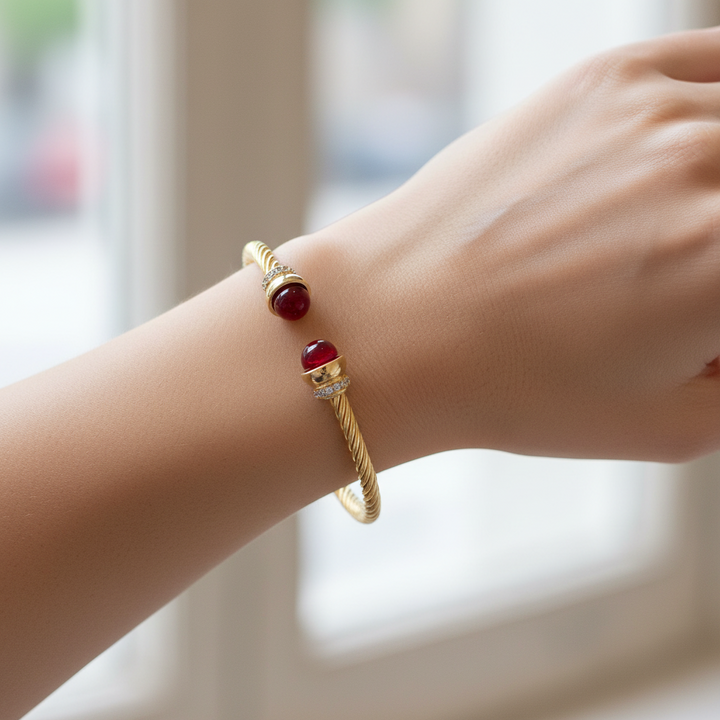 Miss Mimi Red Twist Cable Bangle