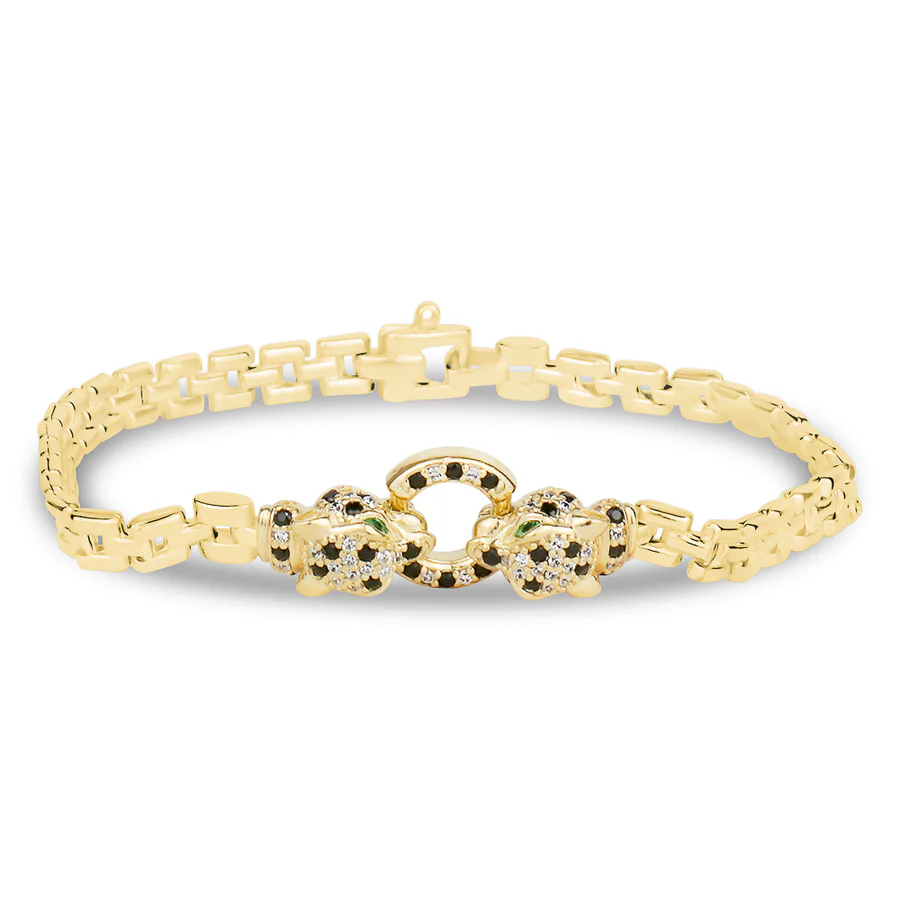 Miss Mimi Small Cube Link Radiant Panthère Bracelet