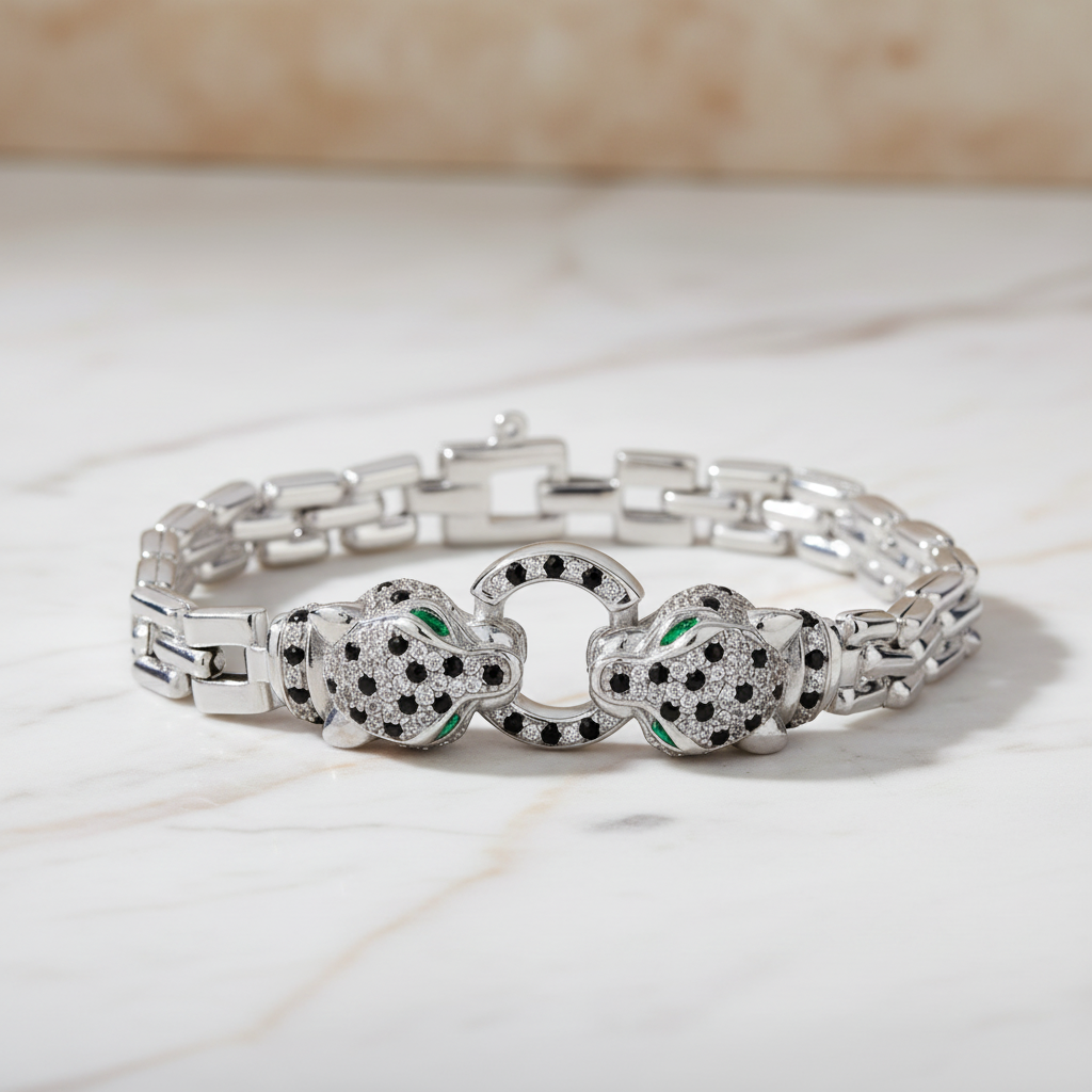 Miss Mimi Cube Link Radiant Panthère Bracelet