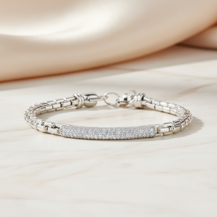 Miss Mimi Flex CZ Bar Bracelet in White