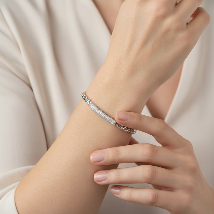 Miss Mimi Flex CZ Bar Bracelet in White