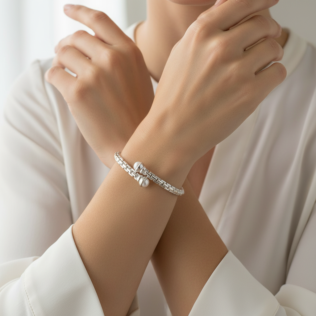 Miss Mimi Slip-On Flex 1 Wrap Pearl Bangle