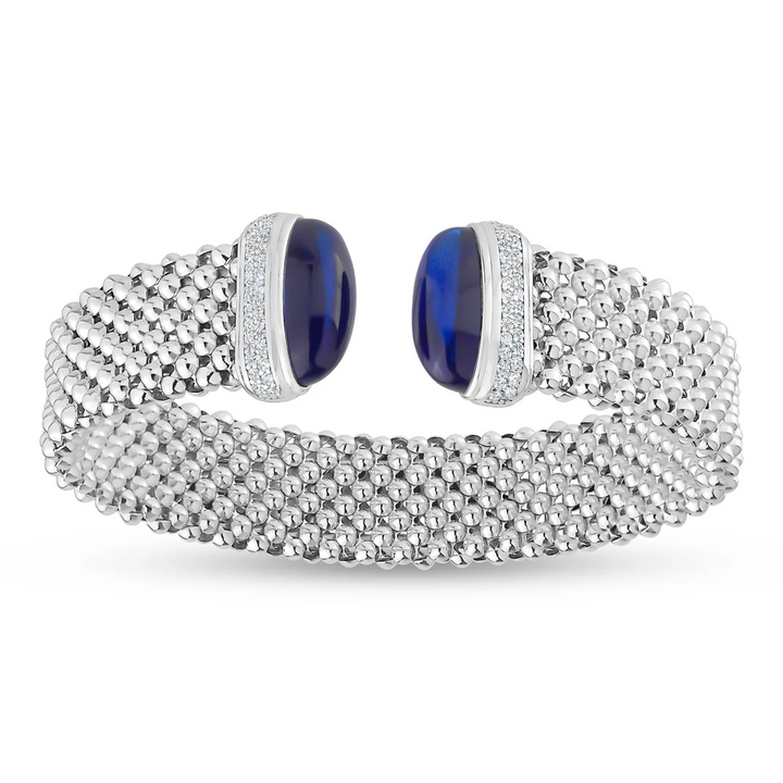 Miss Mimi Color Cuff in White with Blue Stone