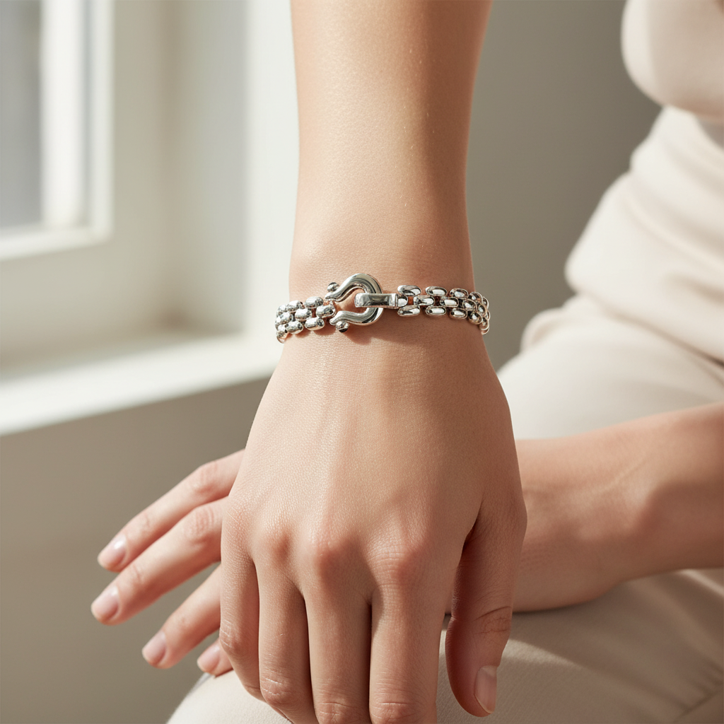 Miss Mimi Rounded Equestrian Square Link Bracelet