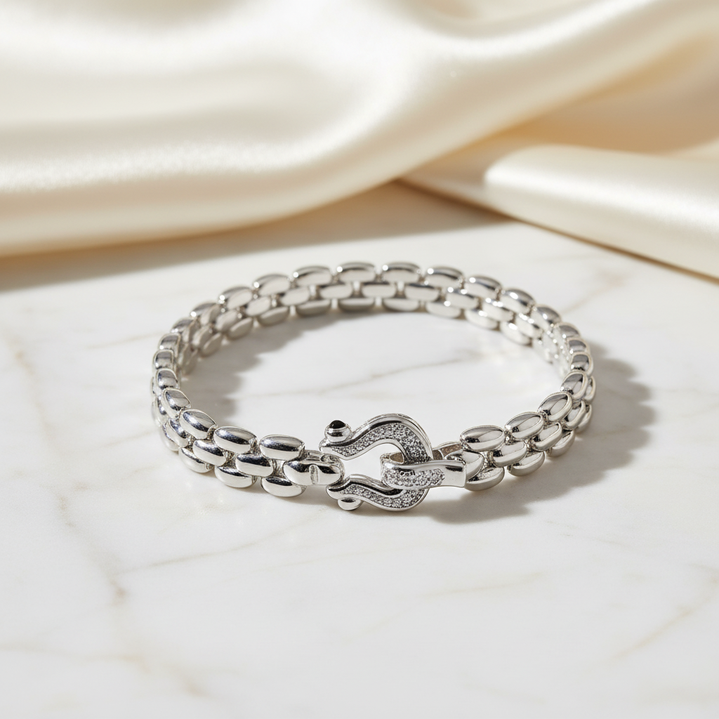 Miss Mimi Rounded Fancy Equestrian Square Link Bracelet