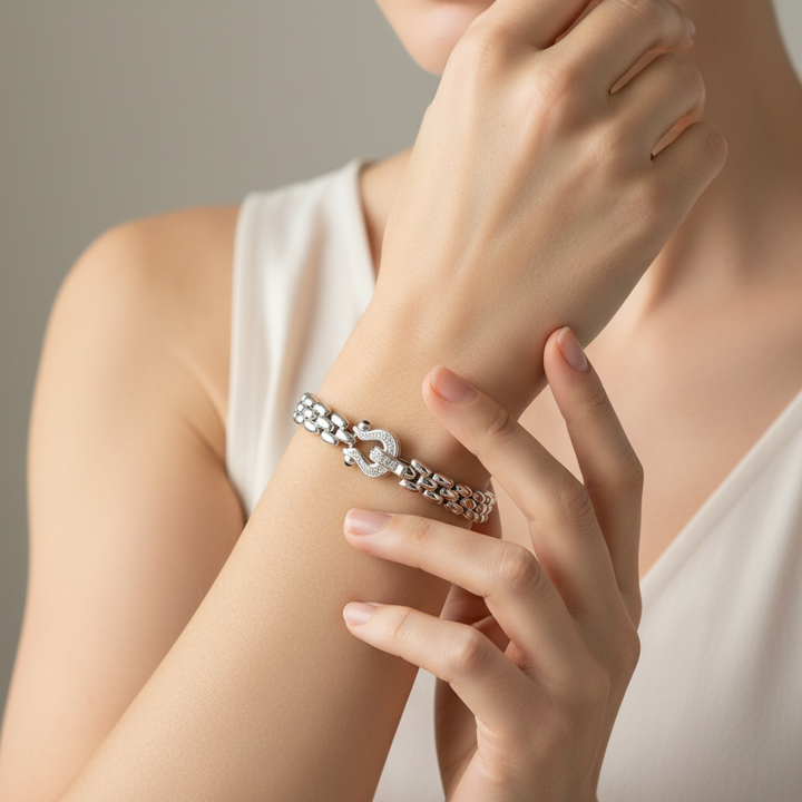 Miss Mimi Rounded Fancy Equestrian Square Link Bracelet