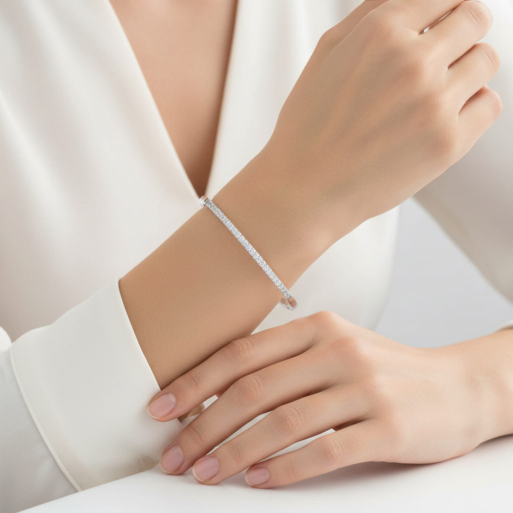 Miss Mimi Half Pave Bangle