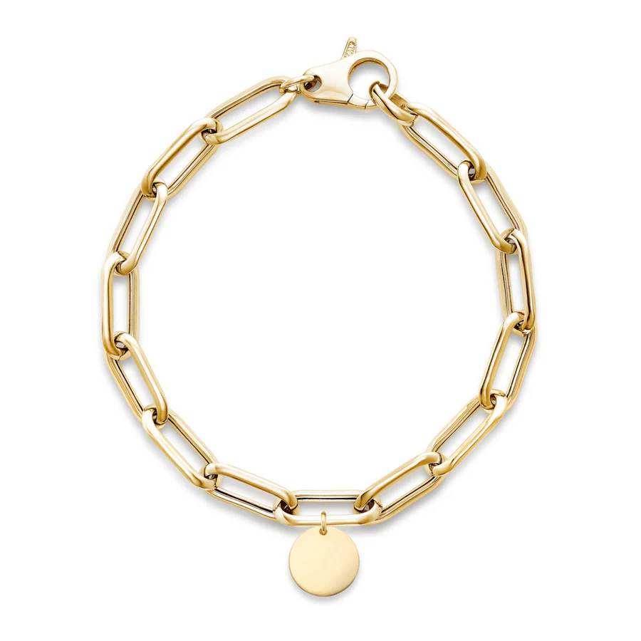 Miss Mimi Thick Paperclip Disc Charm Bracelet