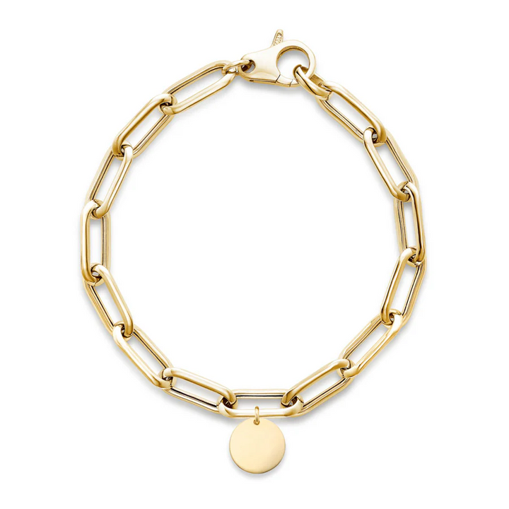 Miss Mimi Thick Paperclip Disc Charm Bracelet