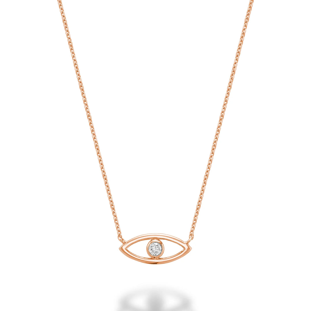 Evil Eye Diamond Necklace in 10K Gold with 1 diamond totaling 0.06CTDI