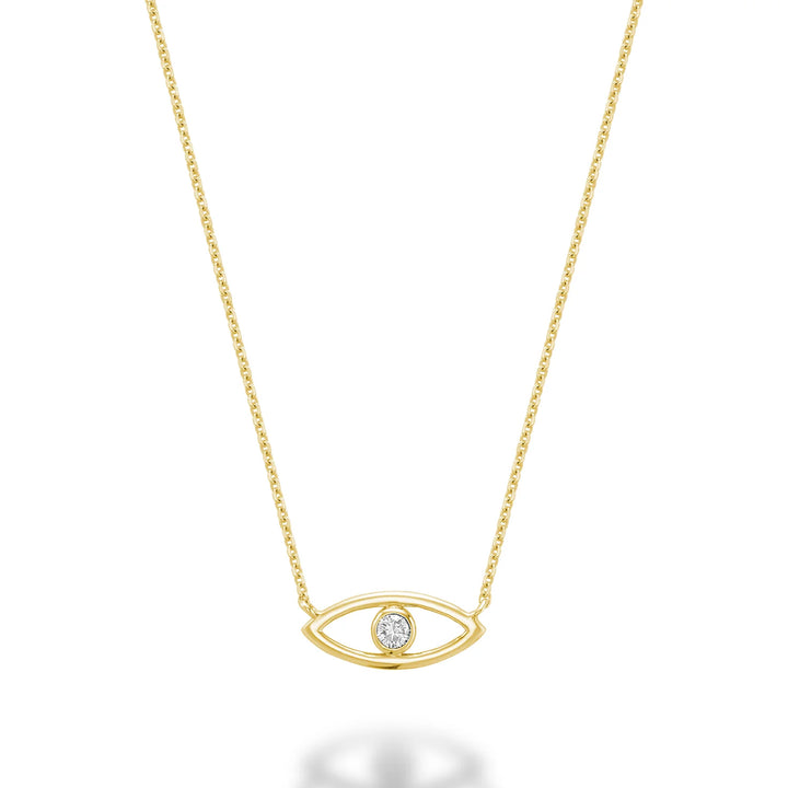 Evil Eye Diamond Necklace in 10K Gold with 1 diamond totaling 0.06CTDI