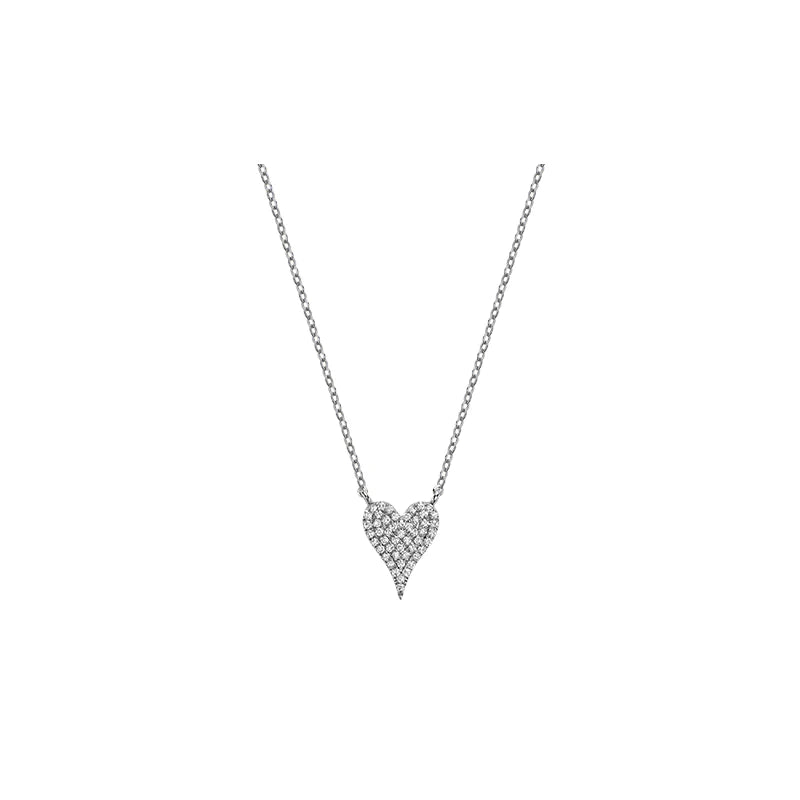 Small Elongated Heart Diamond Necklace