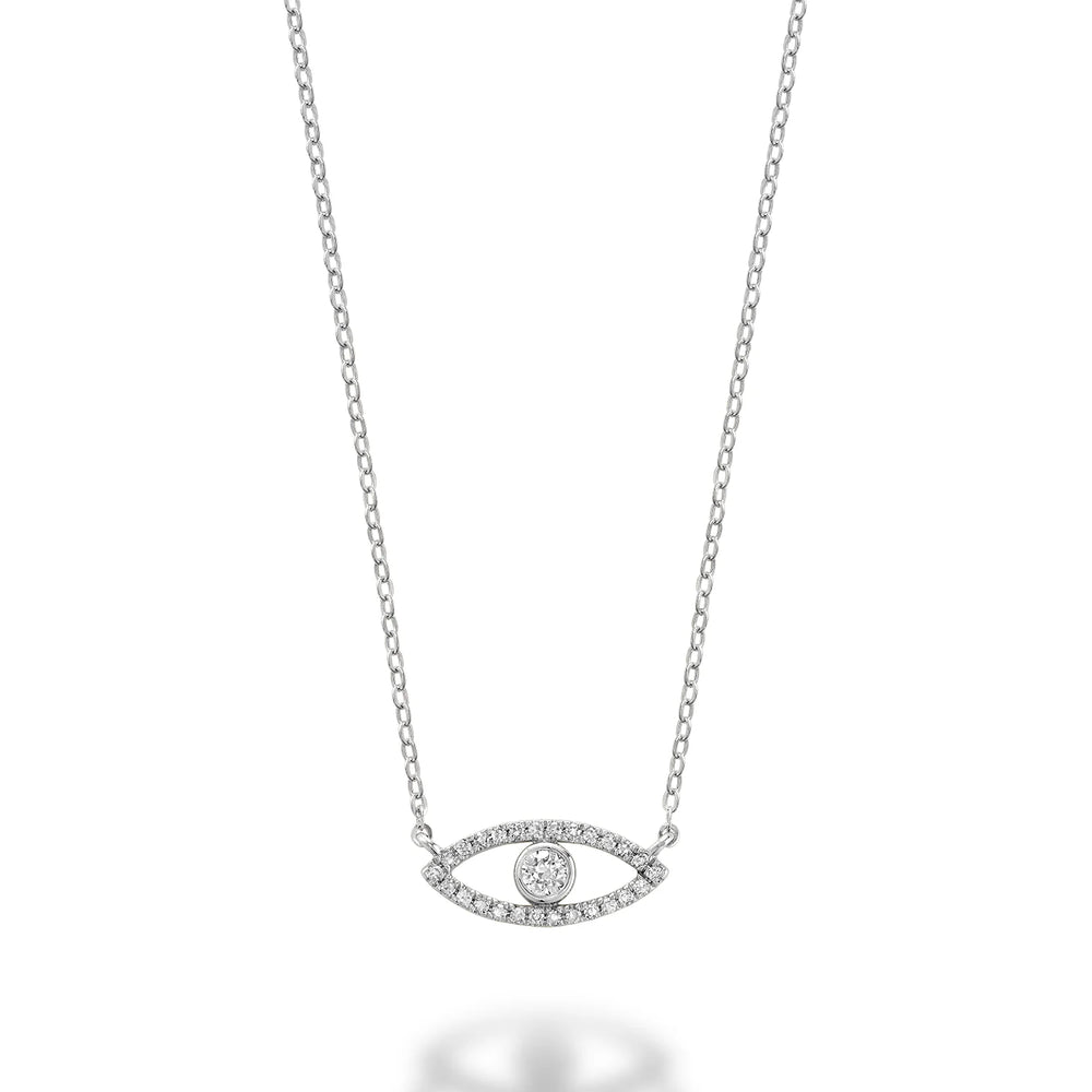 Evil Eye Diamond Necklace in 14K Gold with 27 diamonds totaling 0.11CTDI