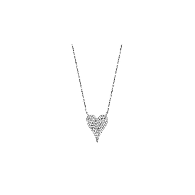 Elongated Heart Diamond Necklace in 14K Gold with 91 diamonds totaling 0.20CTDI
